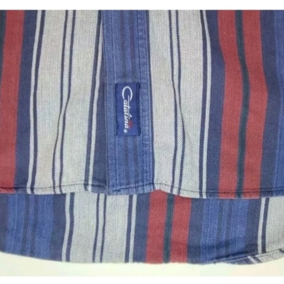 Vintage Catalina Men's Size Large Short Sleeve Button Down Nautical Patriotic - Picture 4 of 8